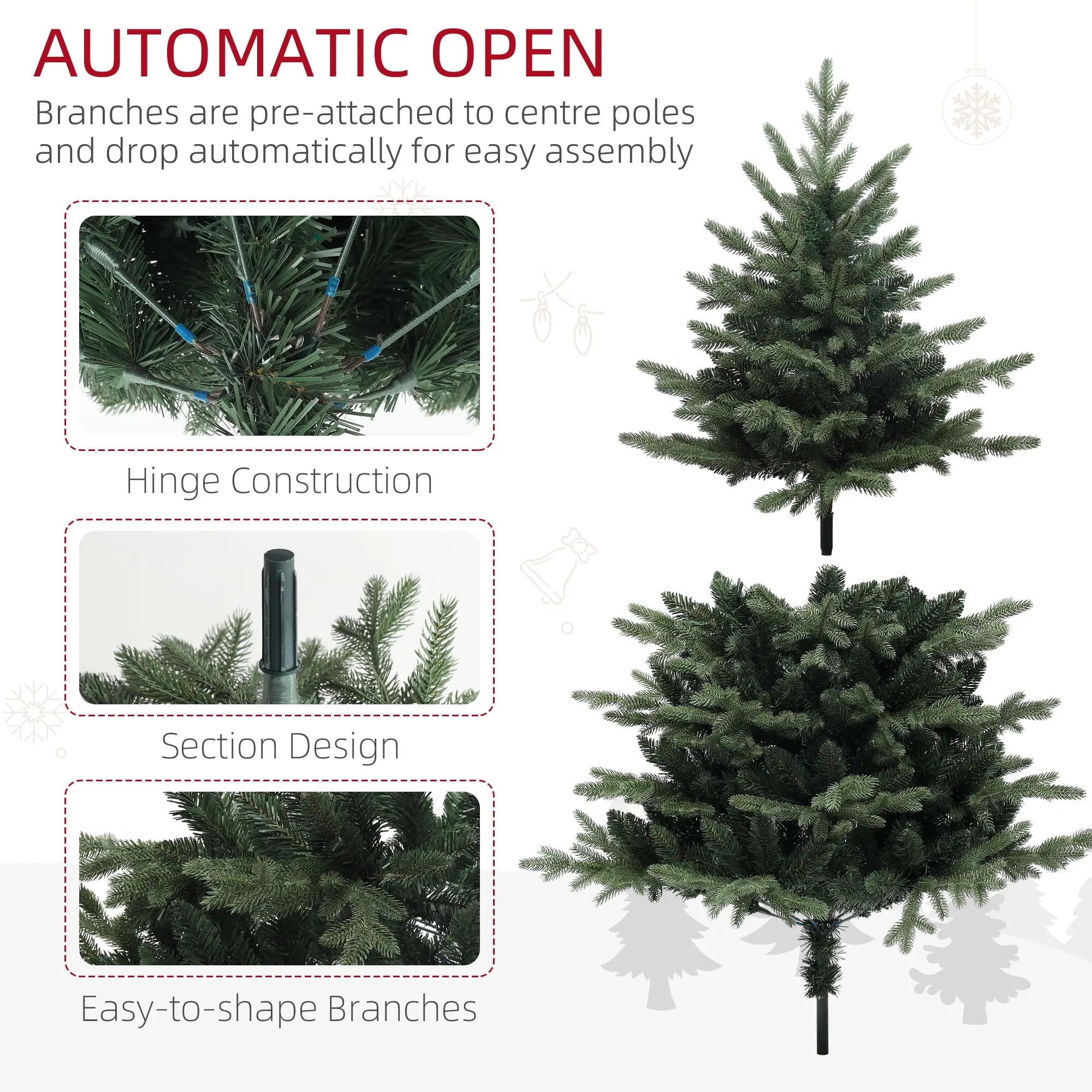 HOMCOM 5ft Artificial Spruce Christmas Tree - Green 