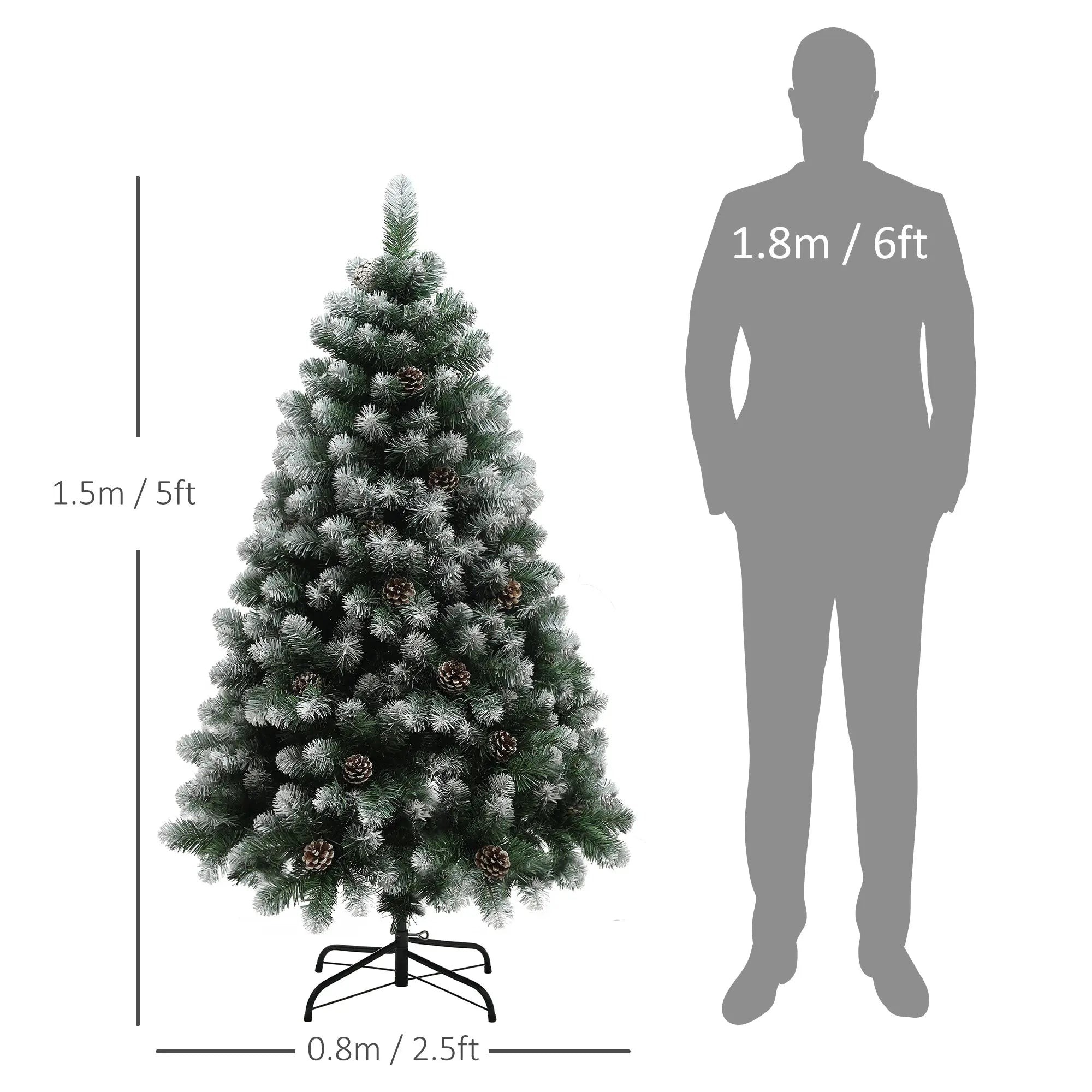 HOMCOM 5ft Snow-Dipped Artificial Pine Christmas Tree 