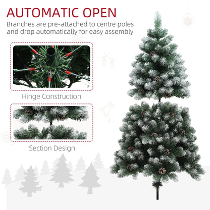 HOMCOM 5ft Snow-Dipped Artificial Pine Christmas Tree 