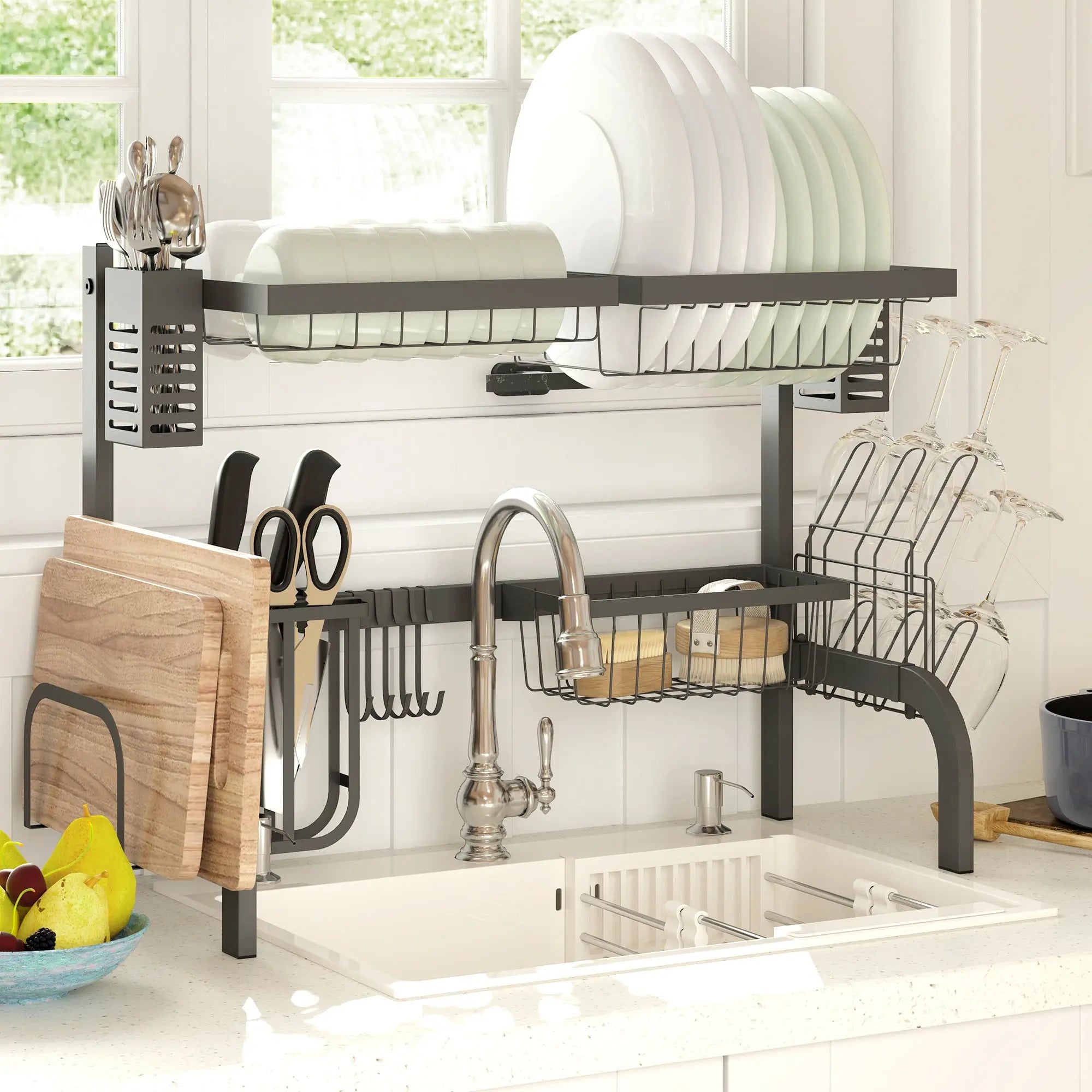 HOMCOM 65cm Modular Over-Sink Drying Rack 