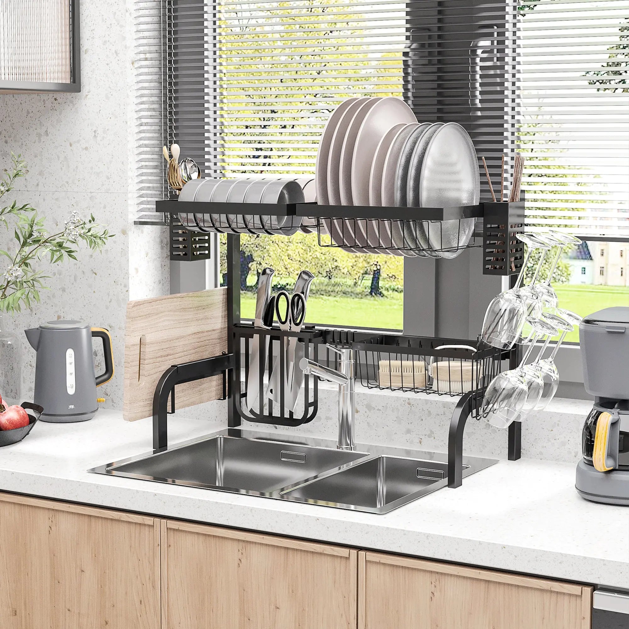 HOMCOM 65cm Modular Over-Sink Drying Rack 