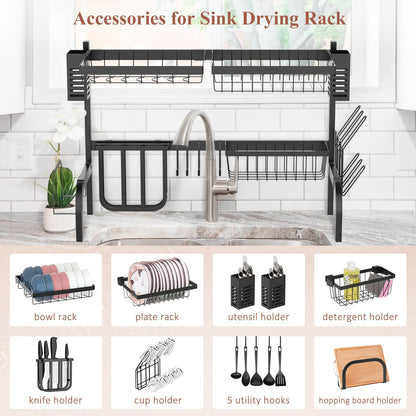 HOMCOM 65cm Modular Over-Sink Drying Rack 