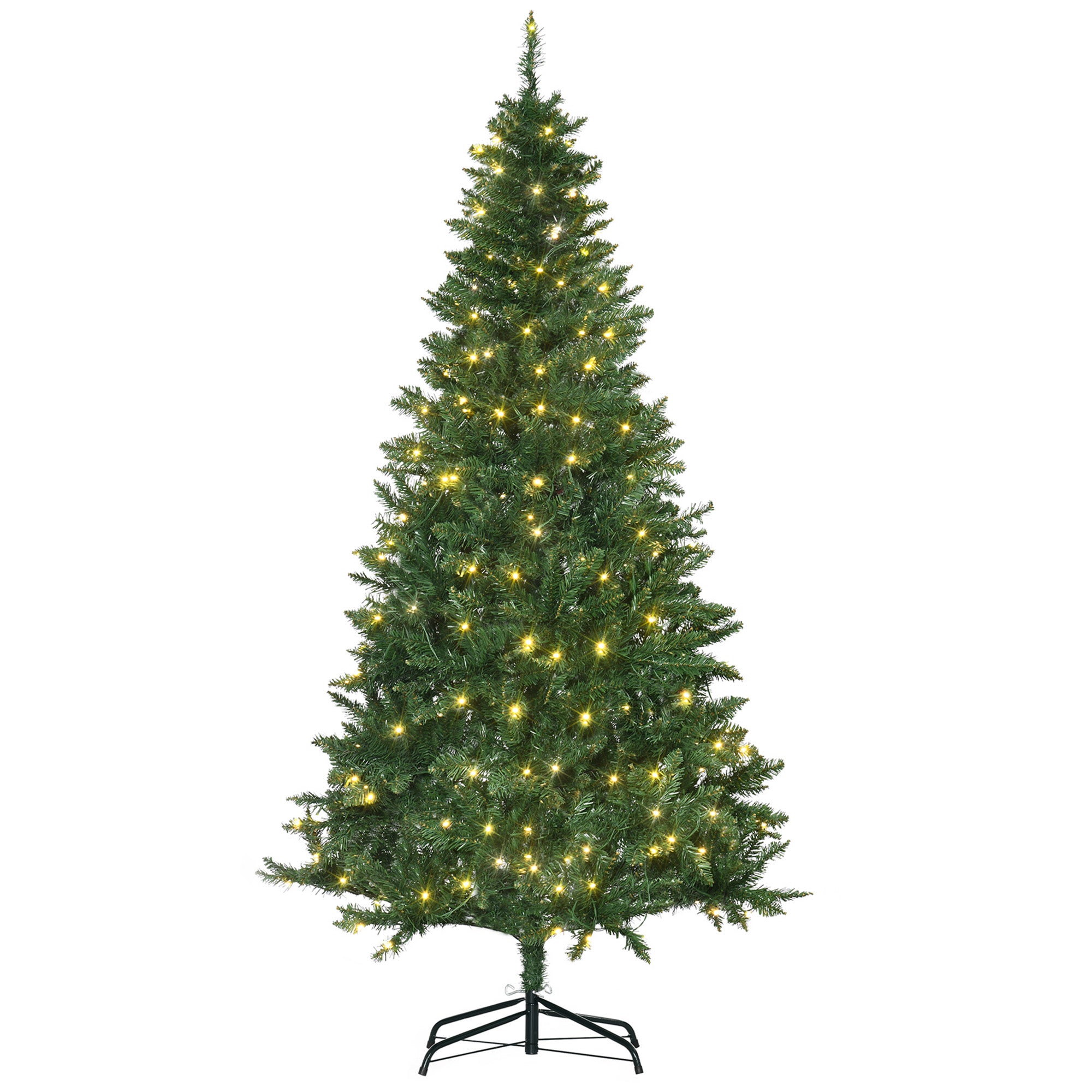 HOMCOM 6FT Christmas Tree Warm White LED Light Holiday Home Decoration, Green 