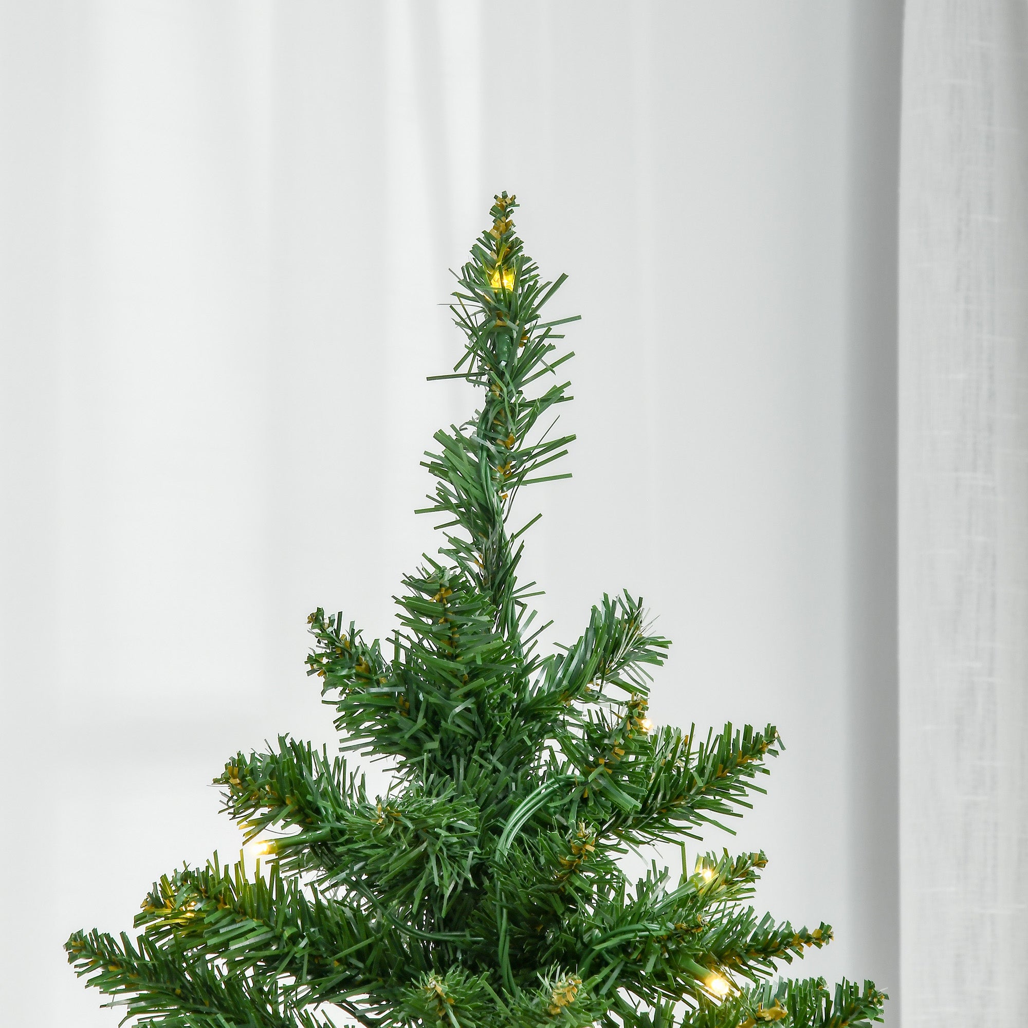 HOMCOM 6FT Christmas Tree Warm White LED Light Holiday Home Decoration, Green 