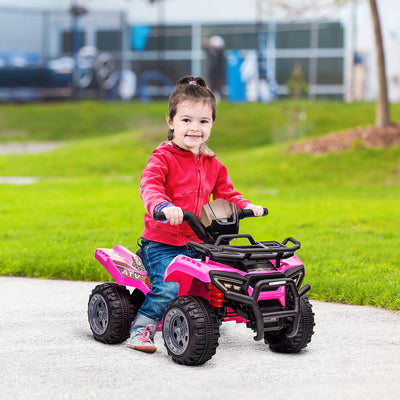 HOMCOM 6V Kids Electric Ride on Car Toddlers Quad Bike All Terrain Vehicle Toy With Music for 18-36 months Pink 