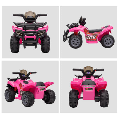HOMCOM 6V Kids Electric Ride on Car Toddlers Quad Bike All Terrain Vehicle Toy With Music for 18-36 months Pink 