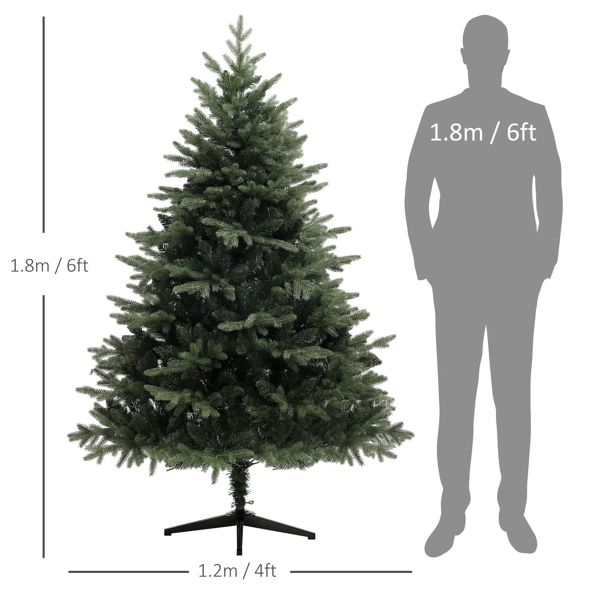 HOMCOM 6ft Artificial Spruce Christmas Tree - Green 