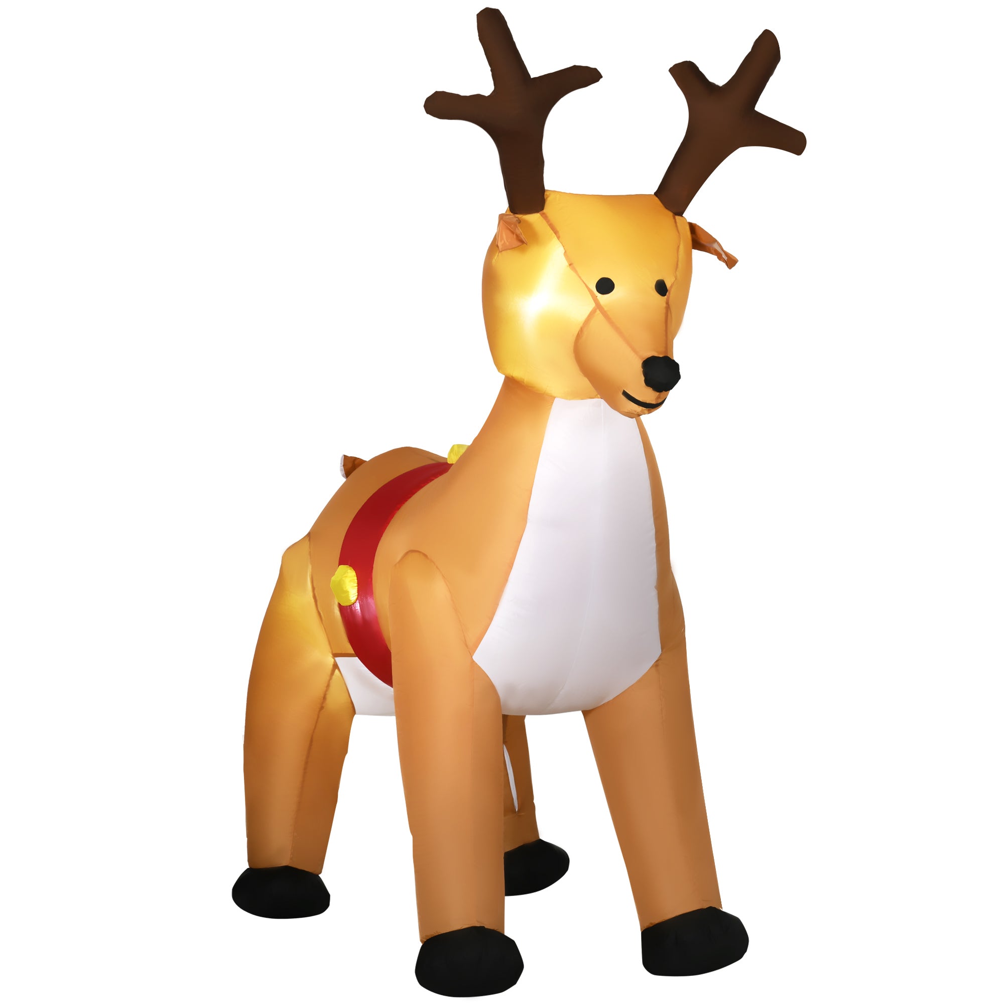 HOMCOM 6ft Christmas Inflatable Reindeer Decoration Xmas Indoor Outdoor Fun w/ Lights Accessories Holiday Blow Up Decor Animal 