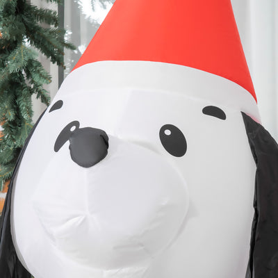 HOMCOM 6ft Inflatable Christmas Puppy Dog Wearing Santa Hat Lighted Outdoor Decoration Blow Up Decor for Holiday Indoor 