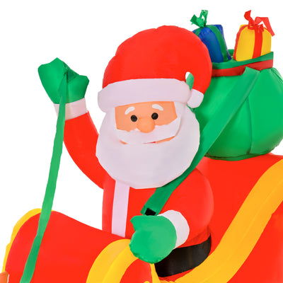 HOMCOM 8ft Christmas Inflatable Santa Claus on Sleigh, LED Lighted for Home Indoor Outdoor Garden Lawn Decoration Party Prop 