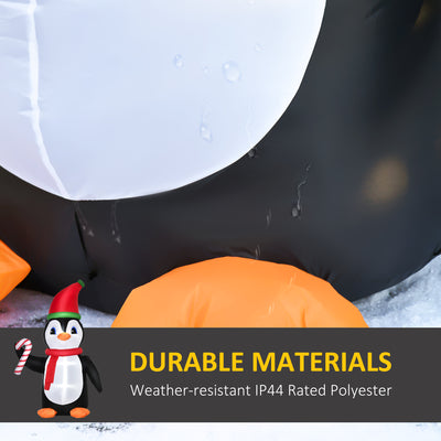 HOMCOM 8ft Inflatable Christmas Penguin Holding Candy Cane Blow Up Outdoor Decoration with LED Lights for Holiday 
