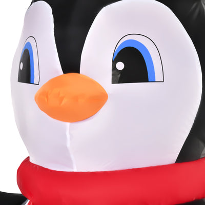 HOMCOM 8ft Inflatable Christmas Penguin Holding Candy Cane Blow Up Outdoor Decoration with LED Lights for Holiday 