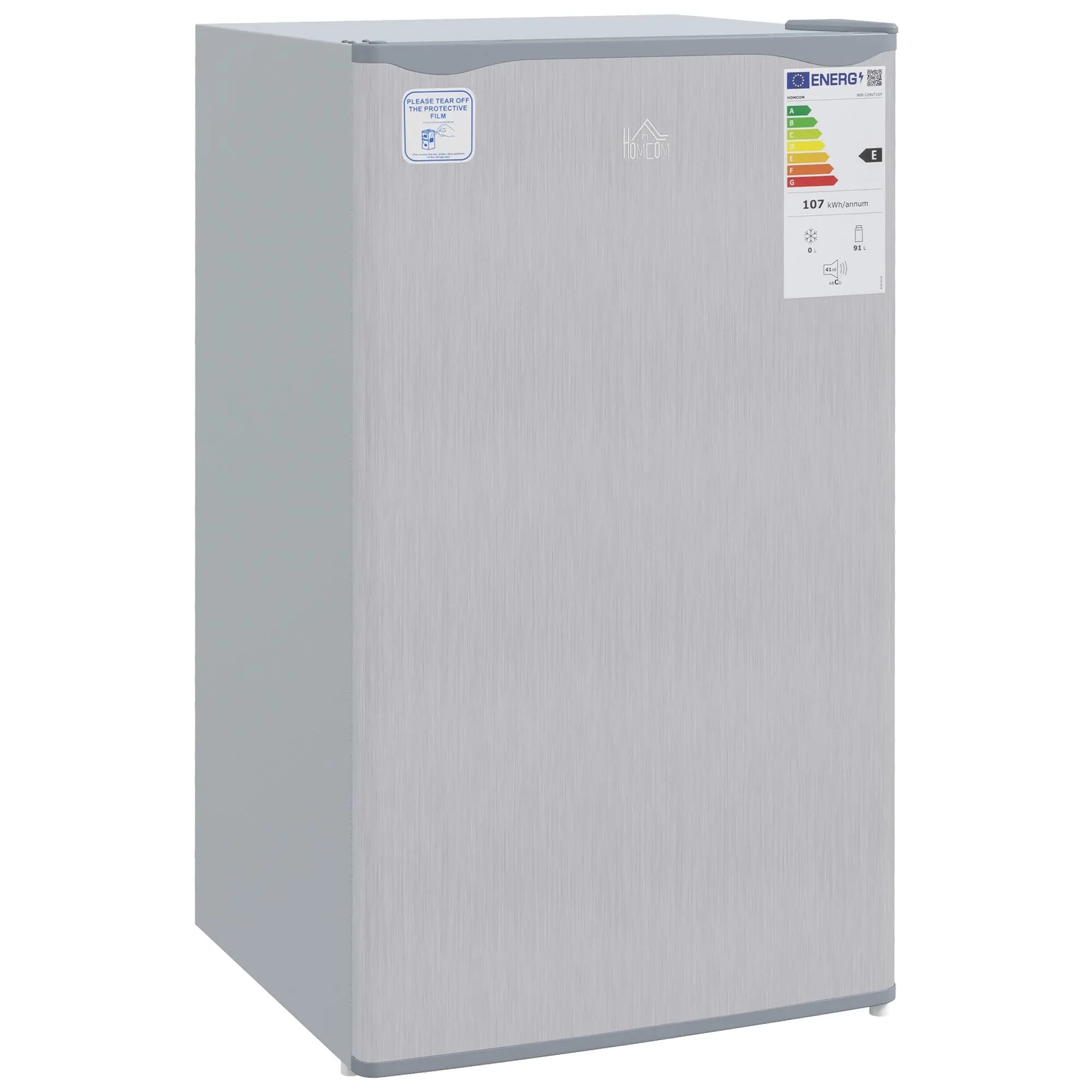 HOMCOM 91 Litre Freestanding Under Counter Fridge Freezer, Small Fridge with Chiller Box, Adjustable Thermostat, 47.5cm Wide, Grey 