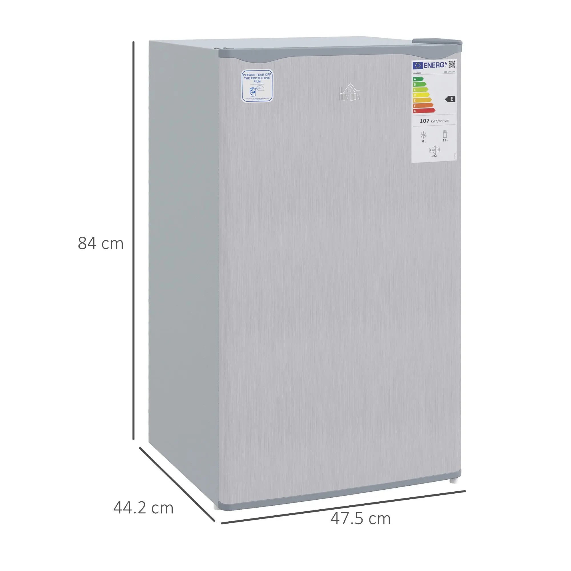 HOMCOM 91 Litre Freestanding Under Counter Fridge Freezer, Small Fridge with Chiller Box, Adjustable Thermostat, 47.5cm Wide, Grey 