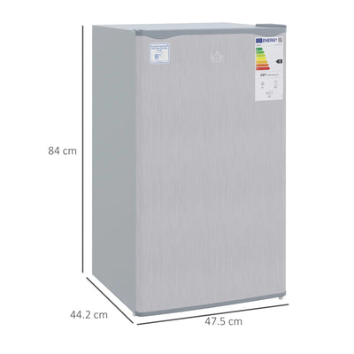 HOMCOM 91 Litre Freestanding Under Counter Fridge Freezer, Small Fridge with Chiller Box, Adjustable Thermostat, 47.5cm Wide, Grey 