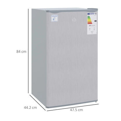 HOMCOM 91 Litre Freestanding Under Counter Fridge Freezer, Small Fridge with Chiller Box, Adjustable Thermostat, 47.5cm Wide, Grey 