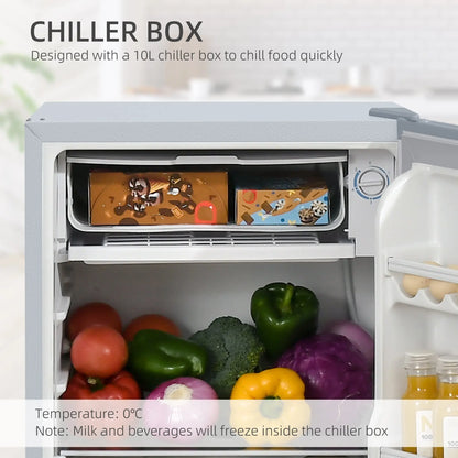 HOMCOM 91 Litre Freestanding Under Counter Fridge Freezer, Small Fridge with Chiller Box, Adjustable Thermostat, 47.5cm Wide, Grey 