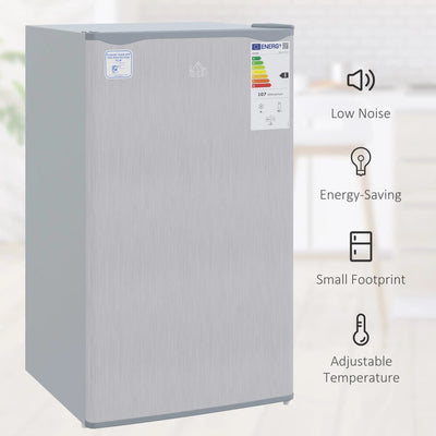 HOMCOM 91 Litre Freestanding Under Counter Fridge Freezer, Small Fridge with Chiller Box, Adjustable Thermostat, 47.5cm Wide, Grey 
