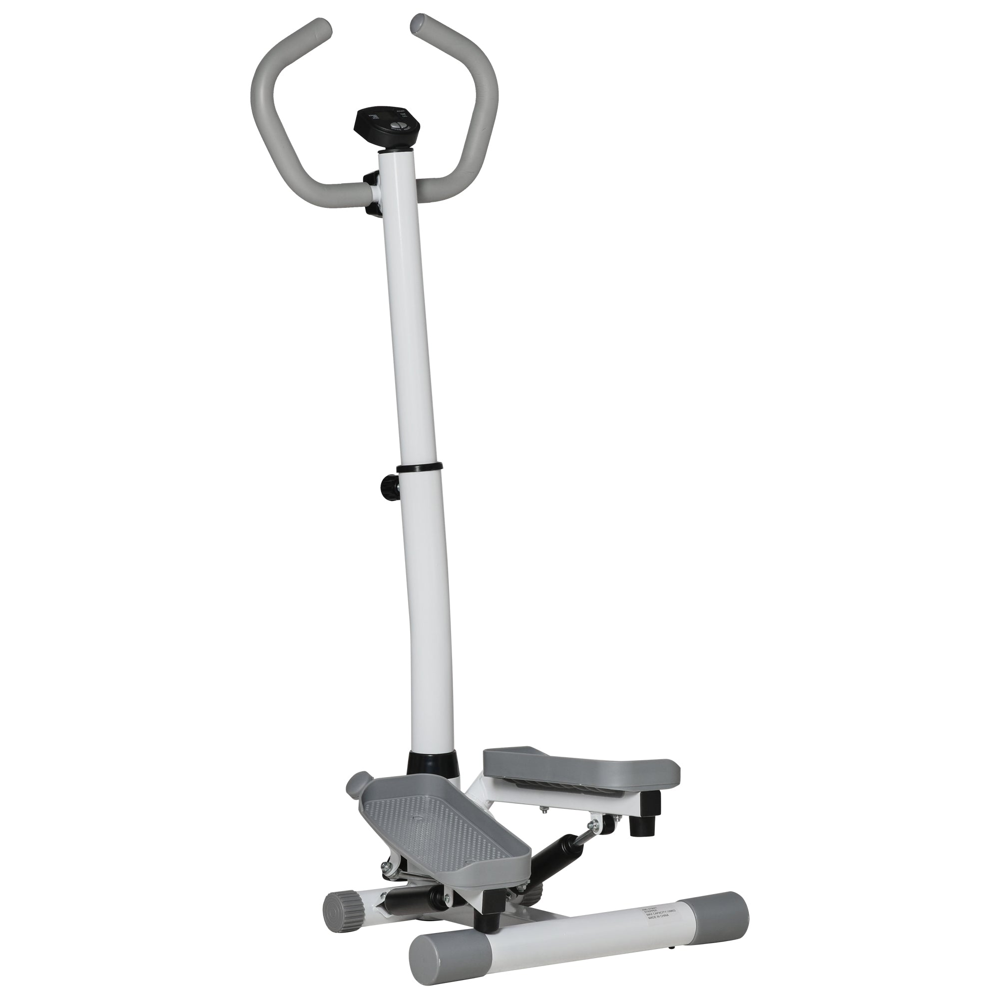 HOMCOM Adjustable Twist Stepper Aerobic Ab Exercise Fitness Workout Machine w/ LCD Screen, Height Adjust Handlebars for Home Gym, White and Grey 