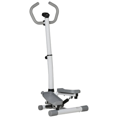 HOMCOM Adjustable Twist Stepper Aerobic Ab Exercise Fitness Workout Machine w/ LCD Screen, Height Adjust Handlebars for Home Gym, White and Grey 