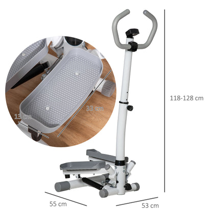 HOMCOM Adjustable Twist Stepper Aerobic Ab Exercise Fitness Workout Machine w/ LCD Screen, Height Adjust Handlebars for Home Gym, White and Grey 