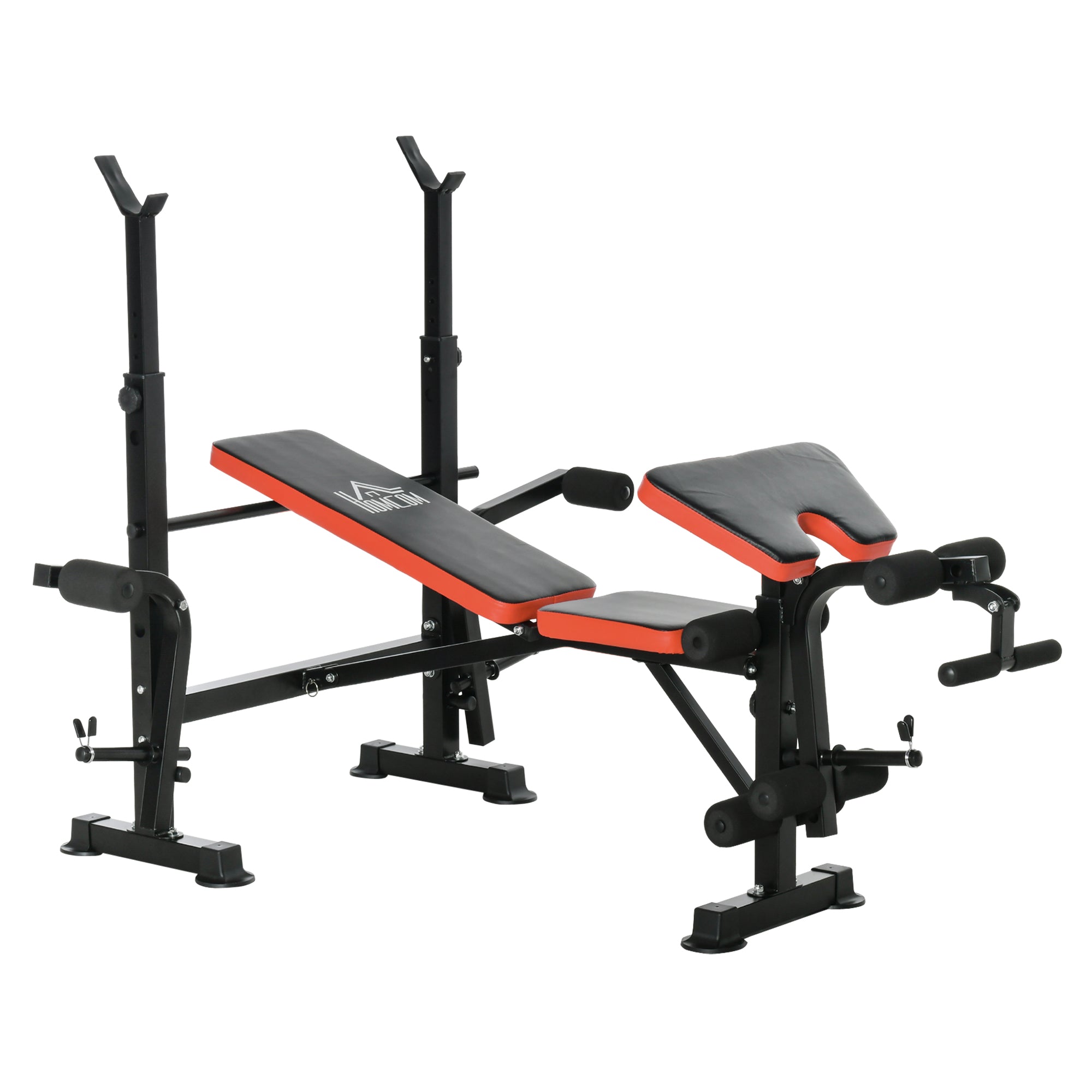 HOMCOM Adjustable Weight Bench with Leg Developer Barbell Rack for Weight Lifting and Strength Training Multifunctional Workout Station for Home Gym Fitness 