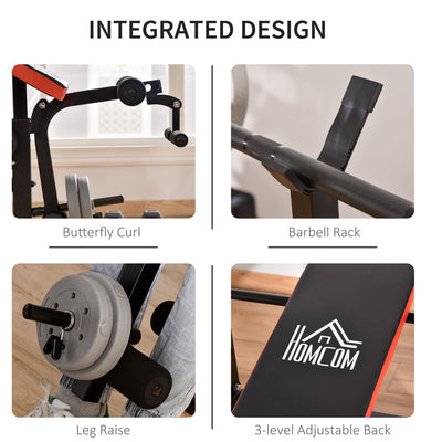 HOMCOM Adjustable Weight Bench with Leg Developer Barbell Rack for Weight Lifting and Strength Training Multifunctional Workout Station for Home Gym Fitness 
