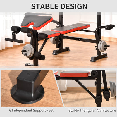 HOMCOM Adjustable Weight Bench with Leg Developer Barbell Rack for Weight Lifting and Strength Training Multifunctional Workout Station for Home Gym Fitness 