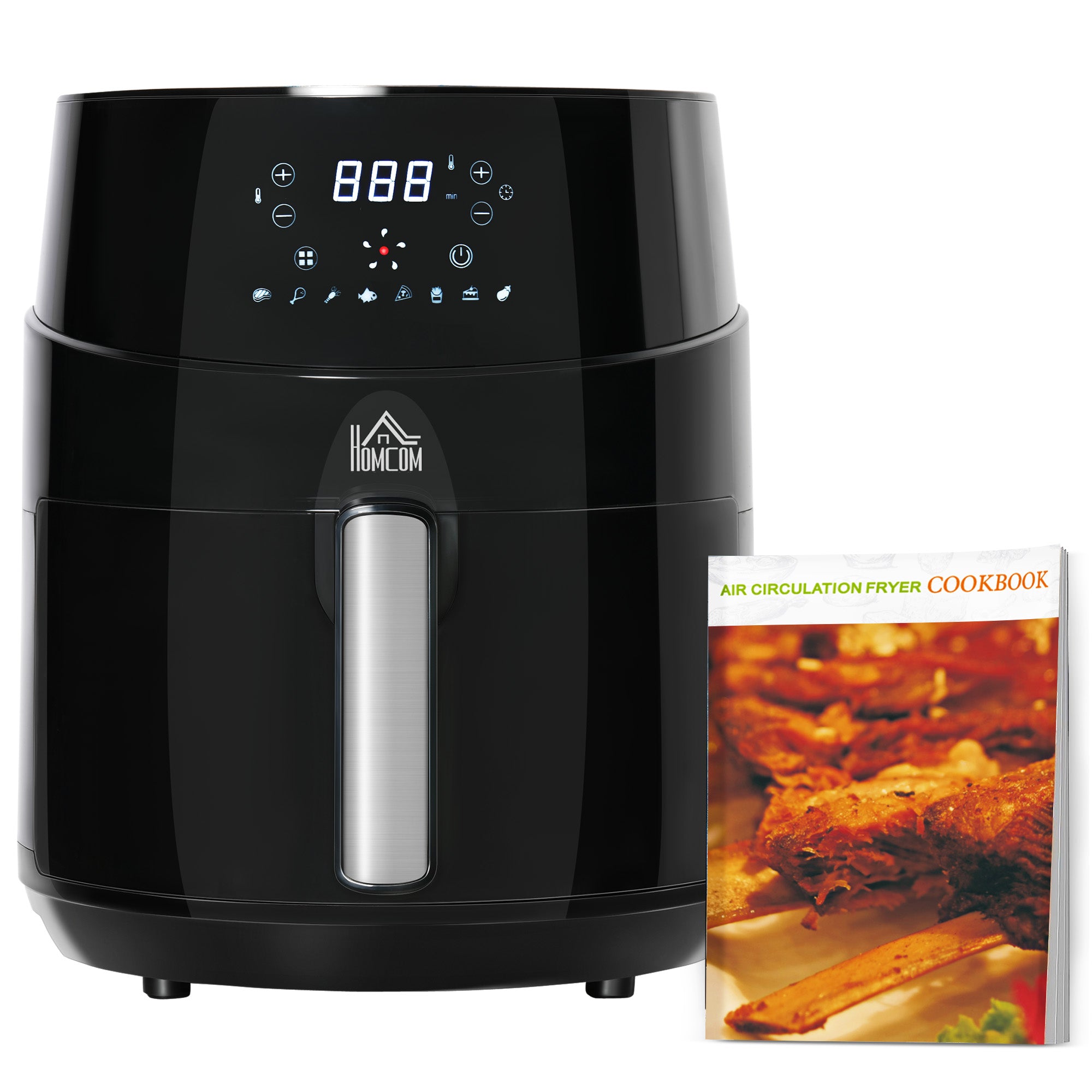 HOMCOM Air Fryer, 1500W 4.5L Air Fryer Oven with Digital Display, Rapid Air Circulation, Adjustable Temperature, Timer and Nonstick Basket for Oil Less or Low Fat Cooking, Black 