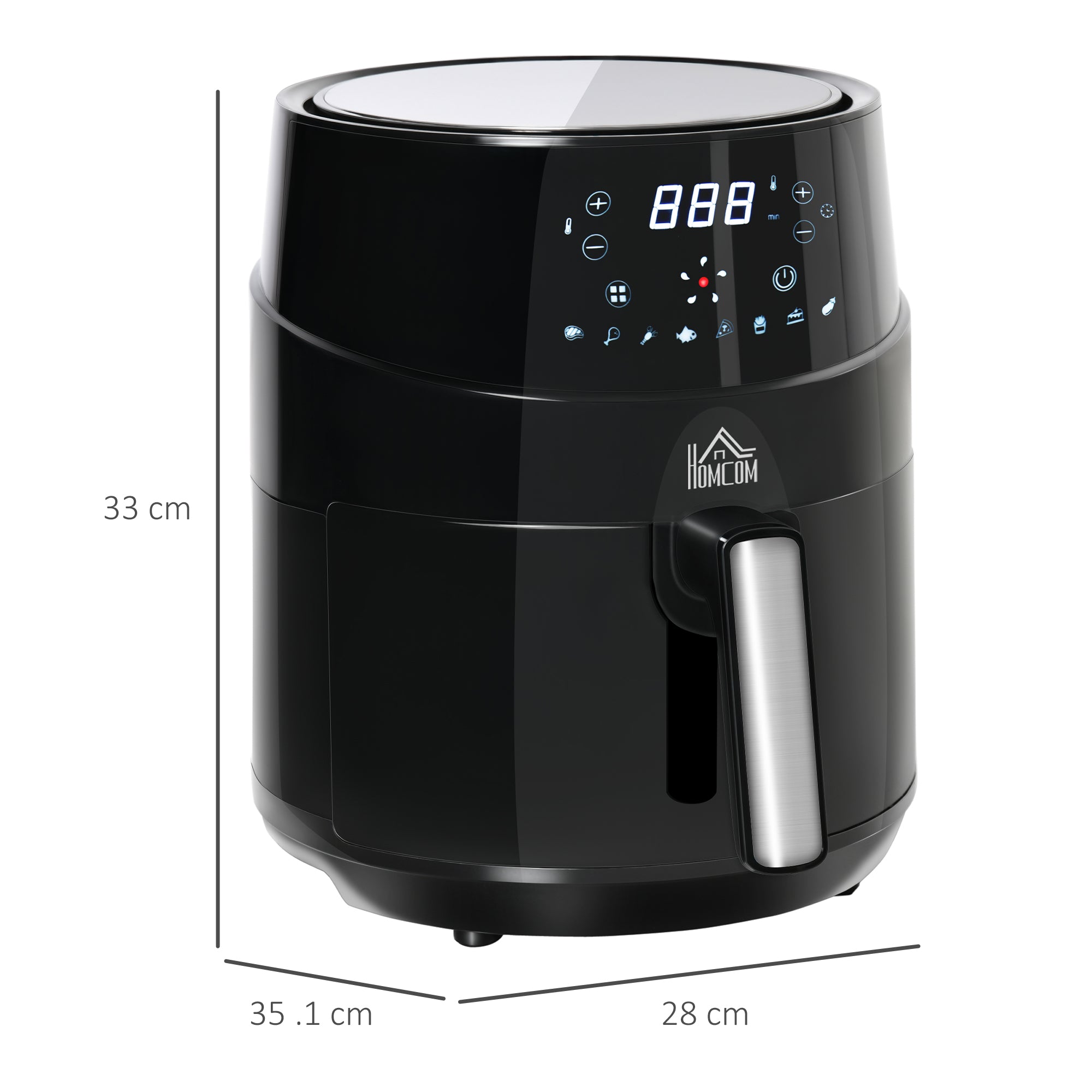 HOMCOM Air Fryer, 1500W 4.5L Air Fryer Oven with Digital Display, Rapid Air Circulation, Adjustable Temperature, Timer and Nonstick Basket for Oil Less or Low Fat Cooking, Black 