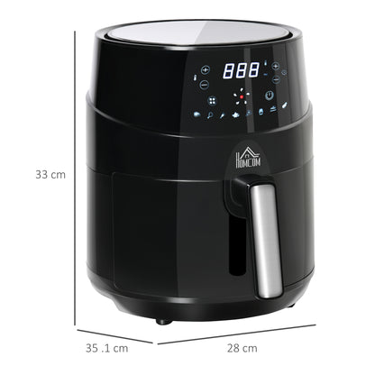HOMCOM Air Fryer, 1500W 4.5L Air Fryer Oven with Digital Display, Rapid Air Circulation, Adjustable Temperature, Timer and Nonstick Basket for Oil Less or Low Fat Cooking, Black 