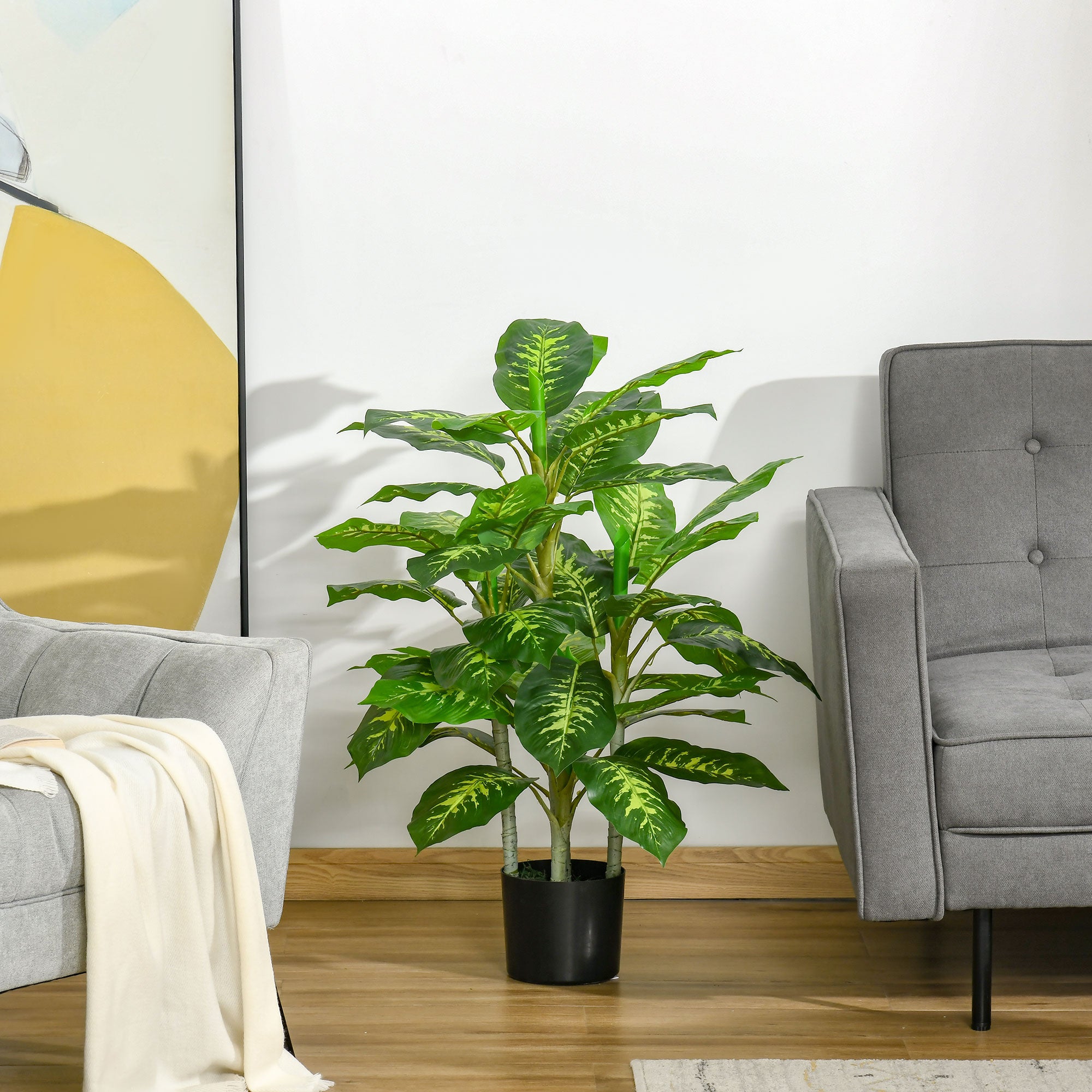 HOMCOM Artificial Evergreen Tree Fake Decorative Plant in Nursery Pot for Indoor Outdoor Decor, 95cm 