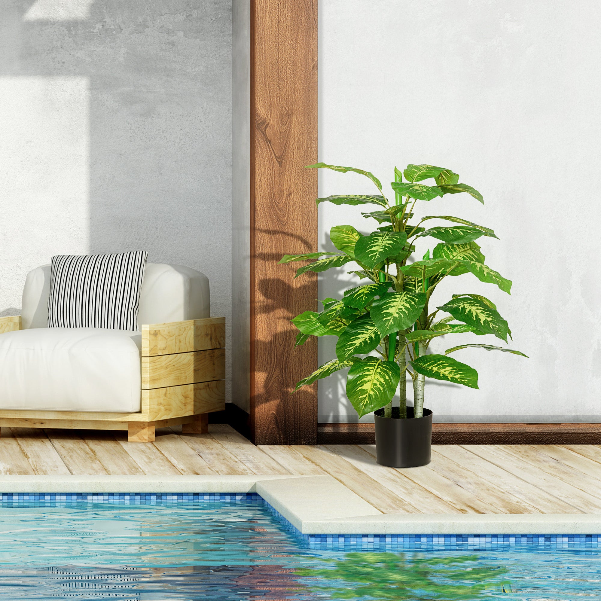 HOMCOM Artificial Evergreen Tree Fake Decorative Plant in Nursery Pot for Indoor Outdoor Decor, 95cm 