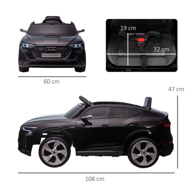 HOMCOM Audi E-tron Licensed 12V Kids' Electric Ride on, Electric Car for Kids, with Parental Remote, Music Lights MP3, Suspension Wheels, for 3-5 Years, Black 
