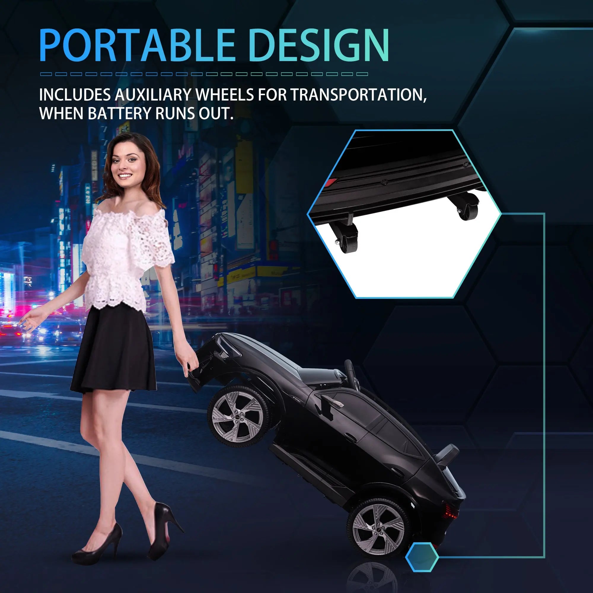 HOMCOM Audi E-tron Licensed 12V Kids' Electric Ride on, Electric Car for Kids, with Parental Remote, Music Lights MP3, Suspension Wheels, for 3-5 Years, Black 
