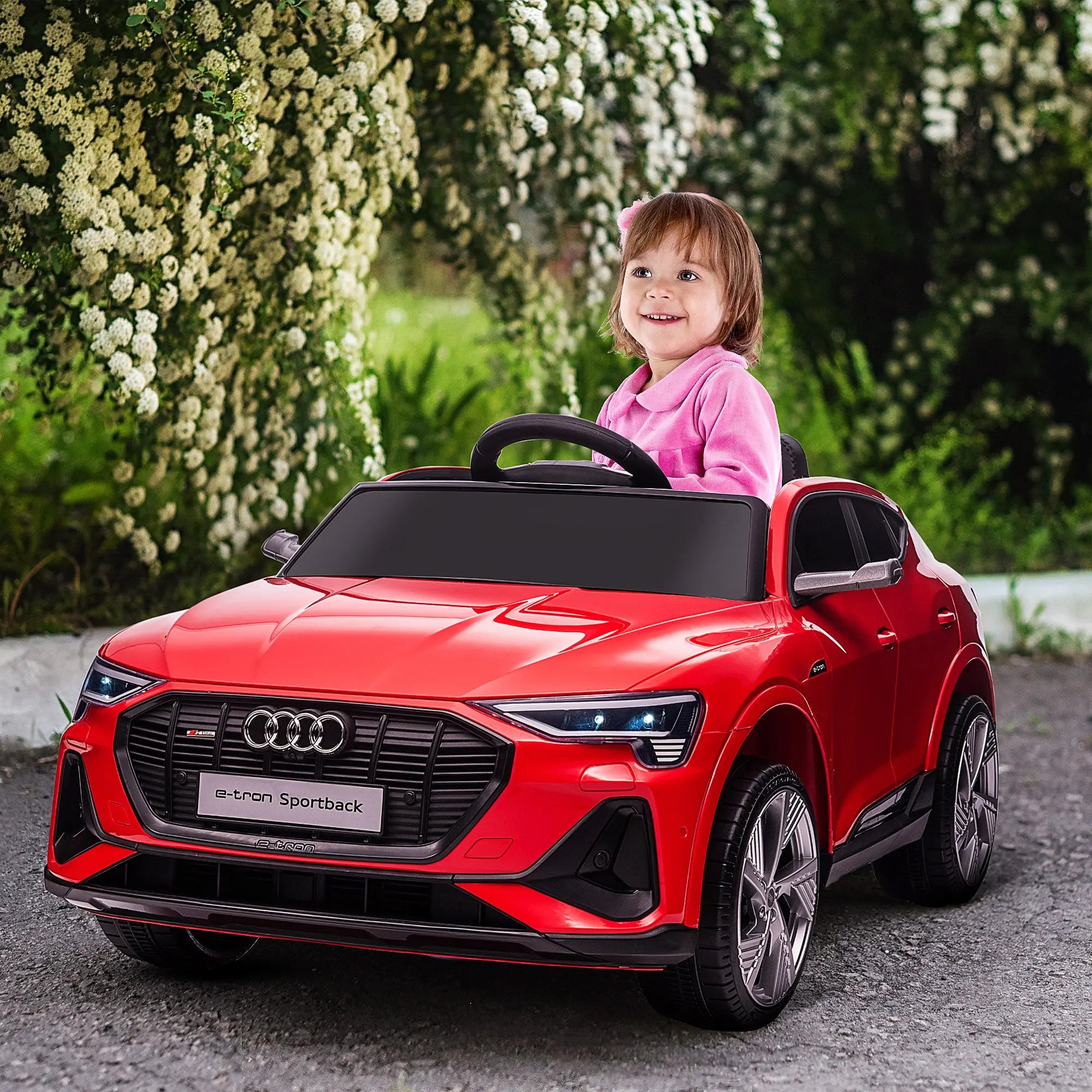 HOMCOM Audi E-tron Licensed 12V Kids' Electric Ride on, Electric Car for Kids, with Parental Remote, Music Lights MP3, Suspension Wheels, for 3-5 Years, Red 