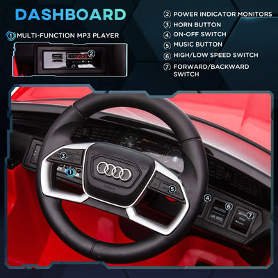 HOMCOM Audi E-tron Licensed 12V Kids' Electric Ride on, Electric Car for Kids, with Parental Remote, Music Lights MP3, Suspension Wheels, for 3-5 Years, Red 
