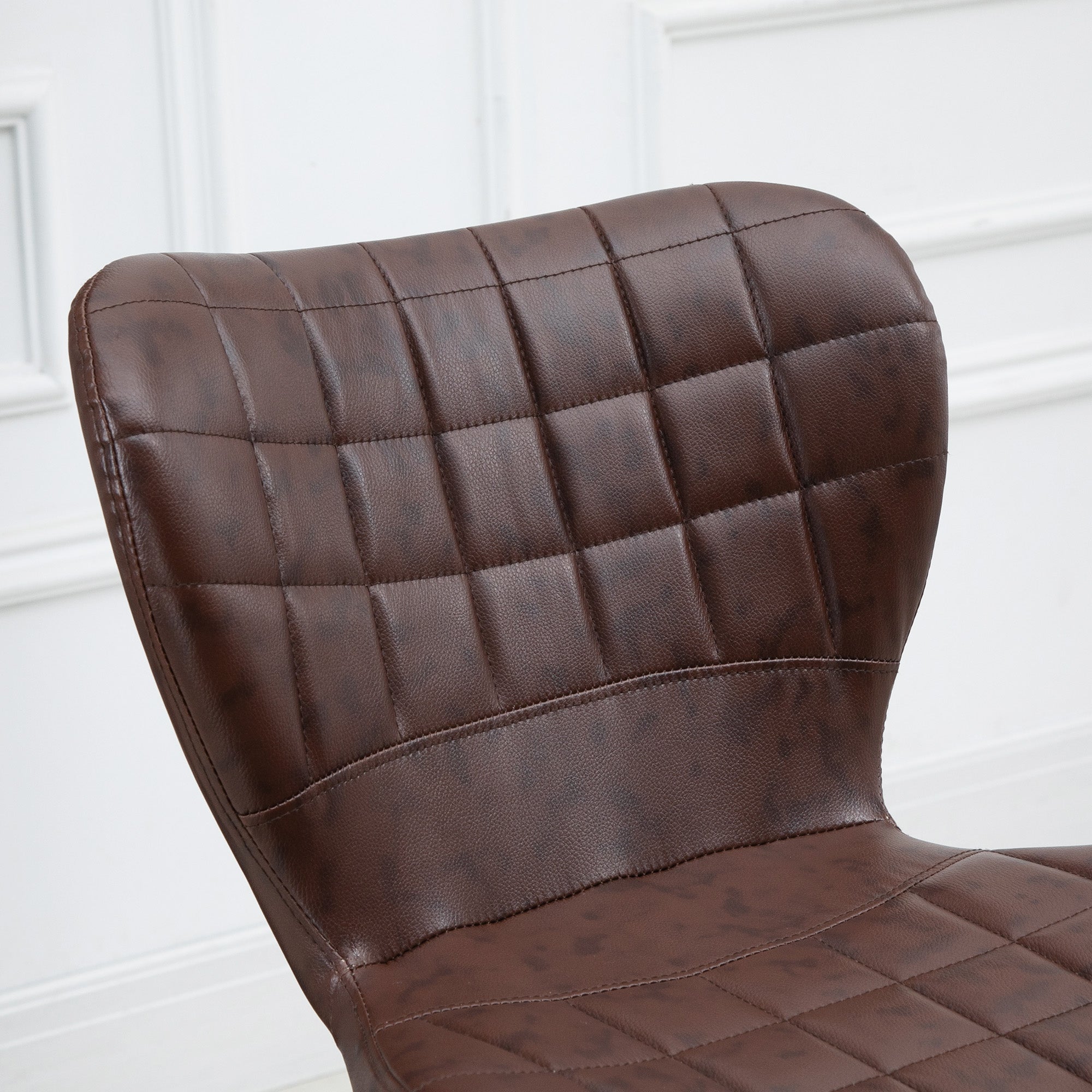HOMCOM Bar Stools Set of 2 Adjustable Height Swivel Bar Chairs in PU Leather with Backrest & Footrest, Brown 