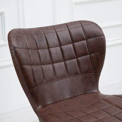 HOMCOM Bar Stools Set of 2 Adjustable Height Swivel Bar Chairs in PU Leather with Backrest & Footrest, Brown 