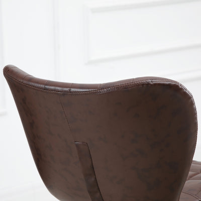 HOMCOM Bar Stools Set of 2 Adjustable Height Swivel Bar Chairs in PU Leather with Backrest & Footrest, Brown 