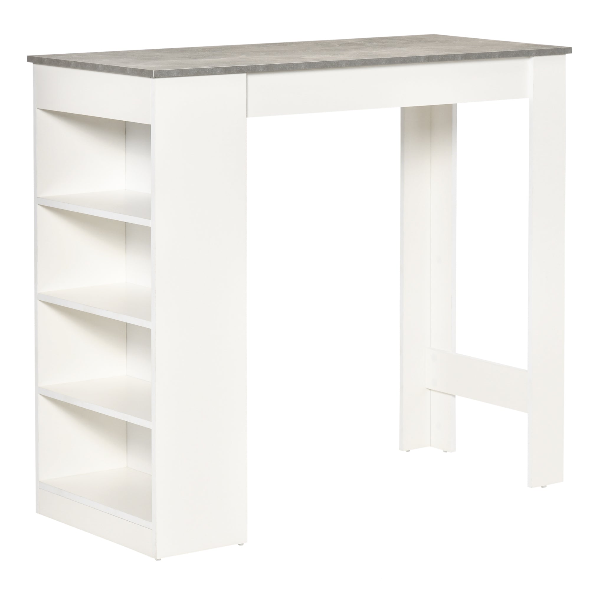HOMCOM Bar Table, Dining Table with 4-Tier Storage Shelf for Breakfast Bar, Kitchen, Dining Room, Living Room, Grey 