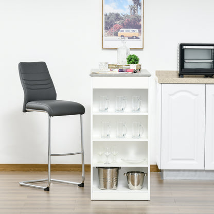 HOMCOM Bar Table, Dining Table with 4-Tier Storage Shelf for Breakfast Bar, Kitchen, Dining Room, Living Room, Grey 