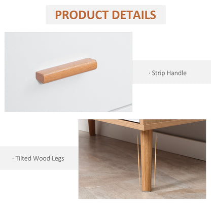 HOMCOM Chest of Drawers with 3 Drawers, Bedroom Cabinet, Storage Organizer for Living Room, White and Natural 