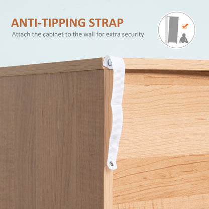 HOMCOM Chest of Drawers with 3 Drawers, Bedroom Cabinet, Storage Organizer for Living Room, White and Natural 