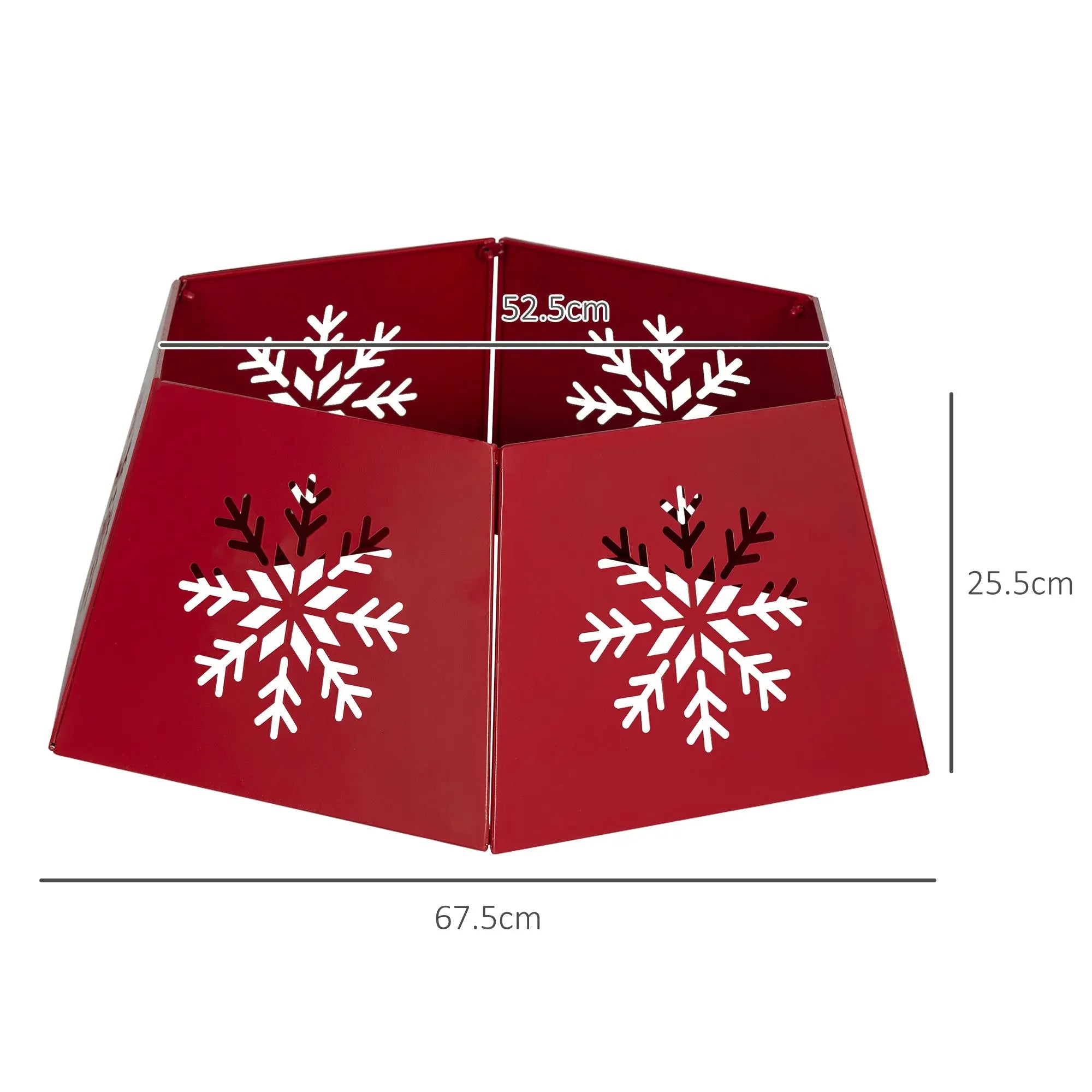 HOMCOM Christmas Tree Collar, Hexagon Christmas Tree Base Cover with Hollow Snowflake Patterns, Xmas Decoration for Party, Holiday, Home, Red 