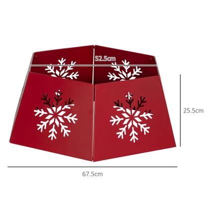 HOMCOM Christmas Tree Collar, Hexagon Christmas Tree Base Cover with Hollow Snowflake Patterns, Xmas Decoration for Party, Holiday, Home, Red 