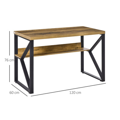 HOMCOM Computer Desk Writing Desk Home Office PC Laptop Workstation with Storage Shelf 120 x 60 x 76cm Black Brown Wood Effect 