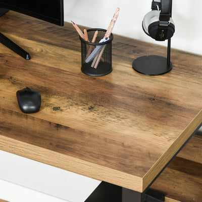 HOMCOM Computer Desk Writing Desk Home Office PC Laptop Workstation with Storage Shelf 120 x 60 x 76cm Black Brown Wood Effect 
