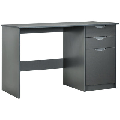 HOMCOM Computer Desk with Drawers, High Gloss Home Office Desk with Storage Cabinet, Study Workstation, 120 x 60cm, Grey 