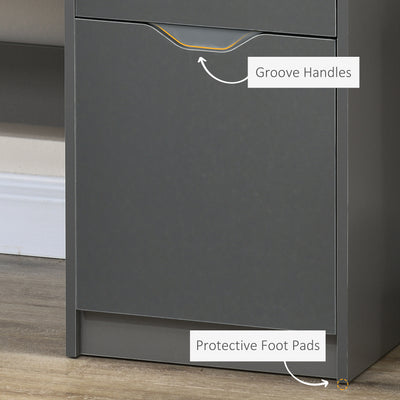 HOMCOM Computer Desk with Drawers, High Gloss Home Office Desk with Storage Cabinet, Study Workstation, 120 x 60cm, Grey 